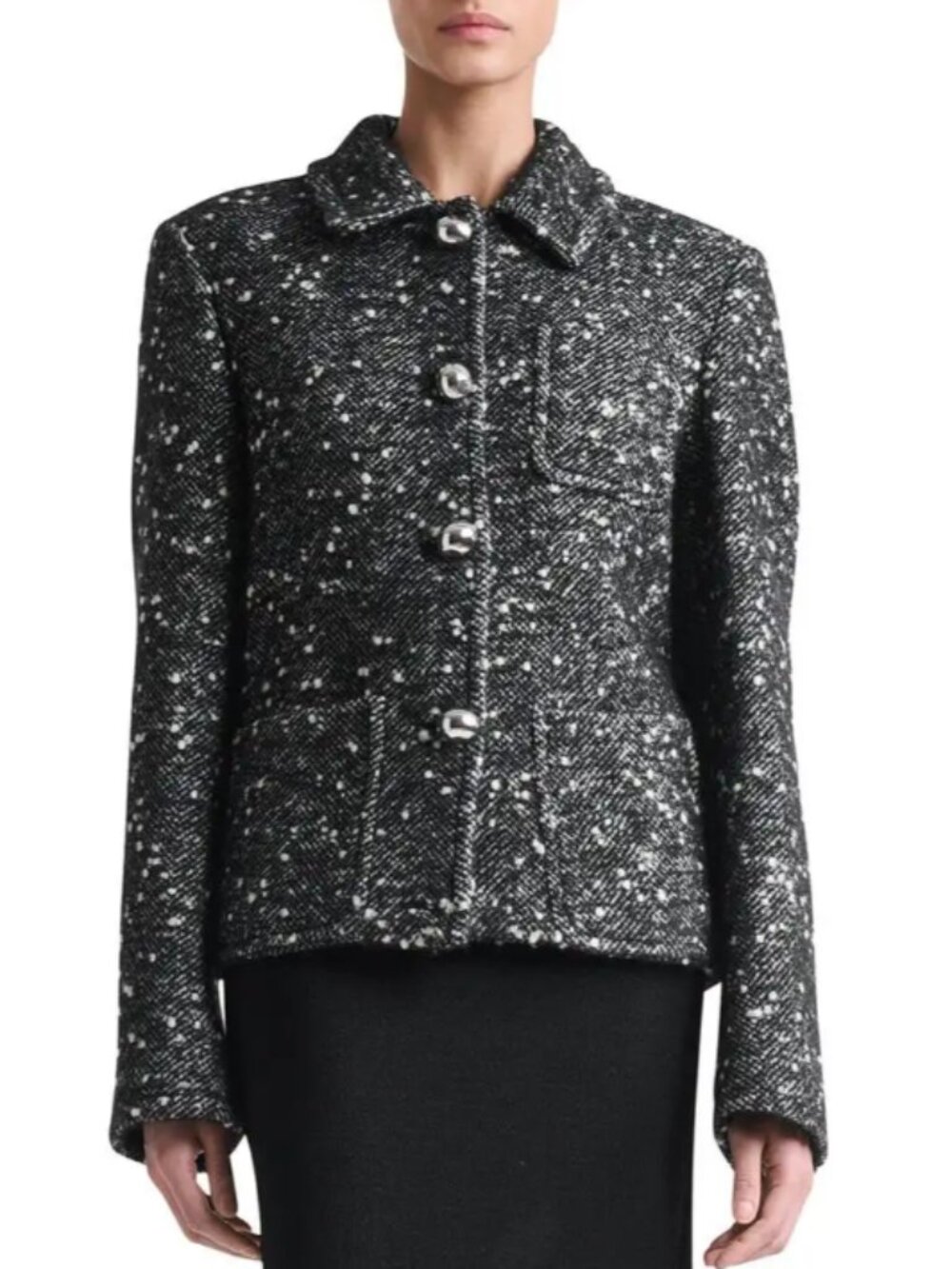 MSRP $2495 Altuzarra AWQ014 Bart Marled Jacket M/ US 8/ FR 40 Black/Ivory NWT